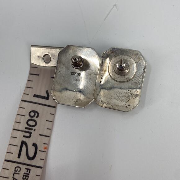 Sterling Silver Malachite square stud earrings - Picture 4 of 4